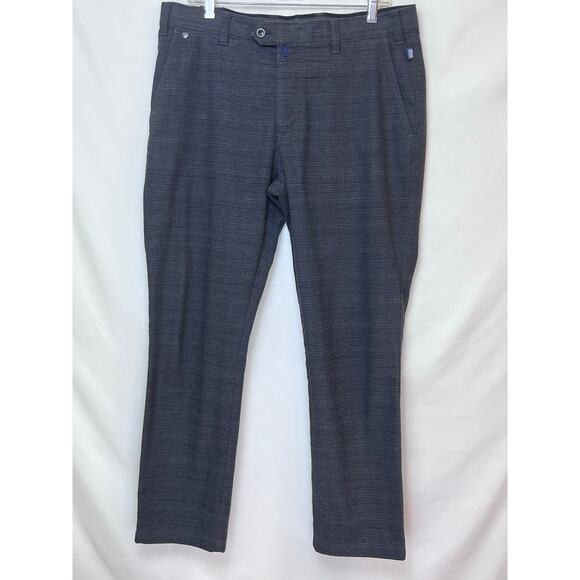 Bruhl Men's Gray Plaid Nizza Straight Leg Dressy Preppy Trousers Pants 36R - Picture 1 of 8
